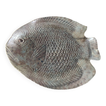 Large fish-shaped dish in transparent glass, made in France, vintage 1970