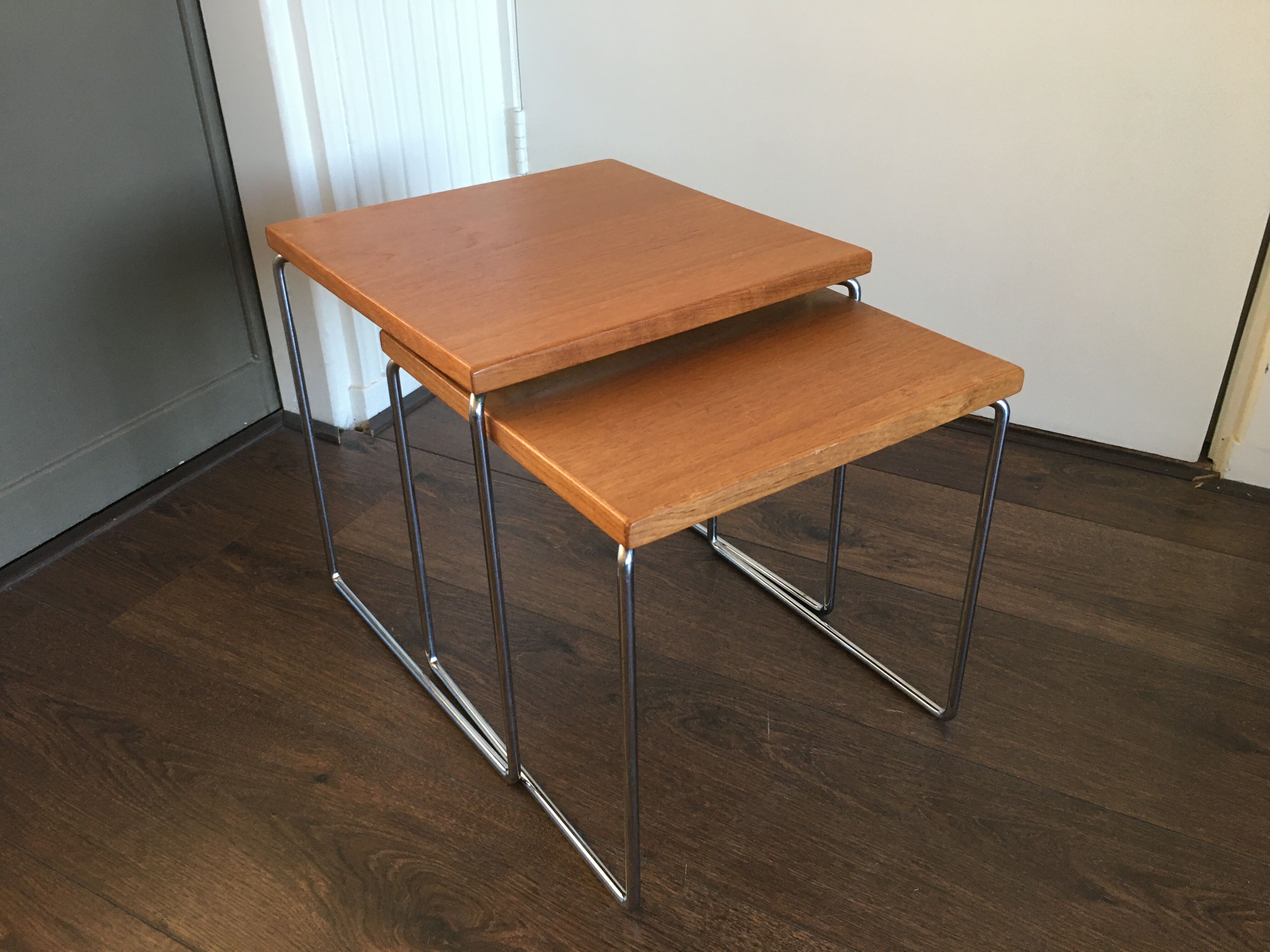 Teak and steel nesting tables from Brabantia, 1960s