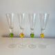 Set of 4 glass champagne flutes with coloured stems – contemporary/vintage style