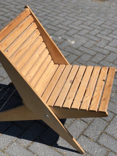 Foldable wooden garden chair from the 70s, Netherlands