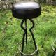 Vintage leather and wrought iron bar stools