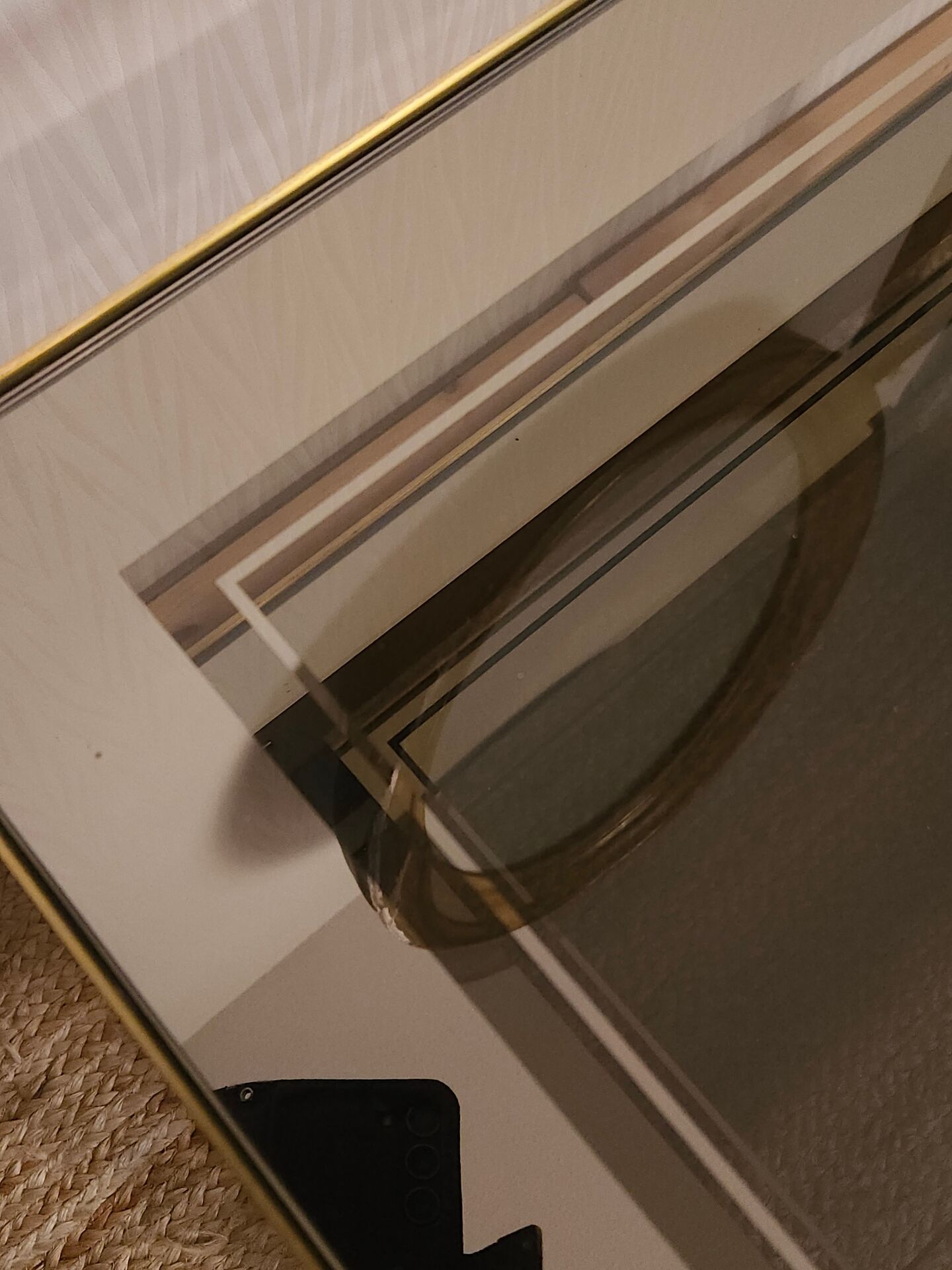 Table d' appoint en verre &laiton vintage