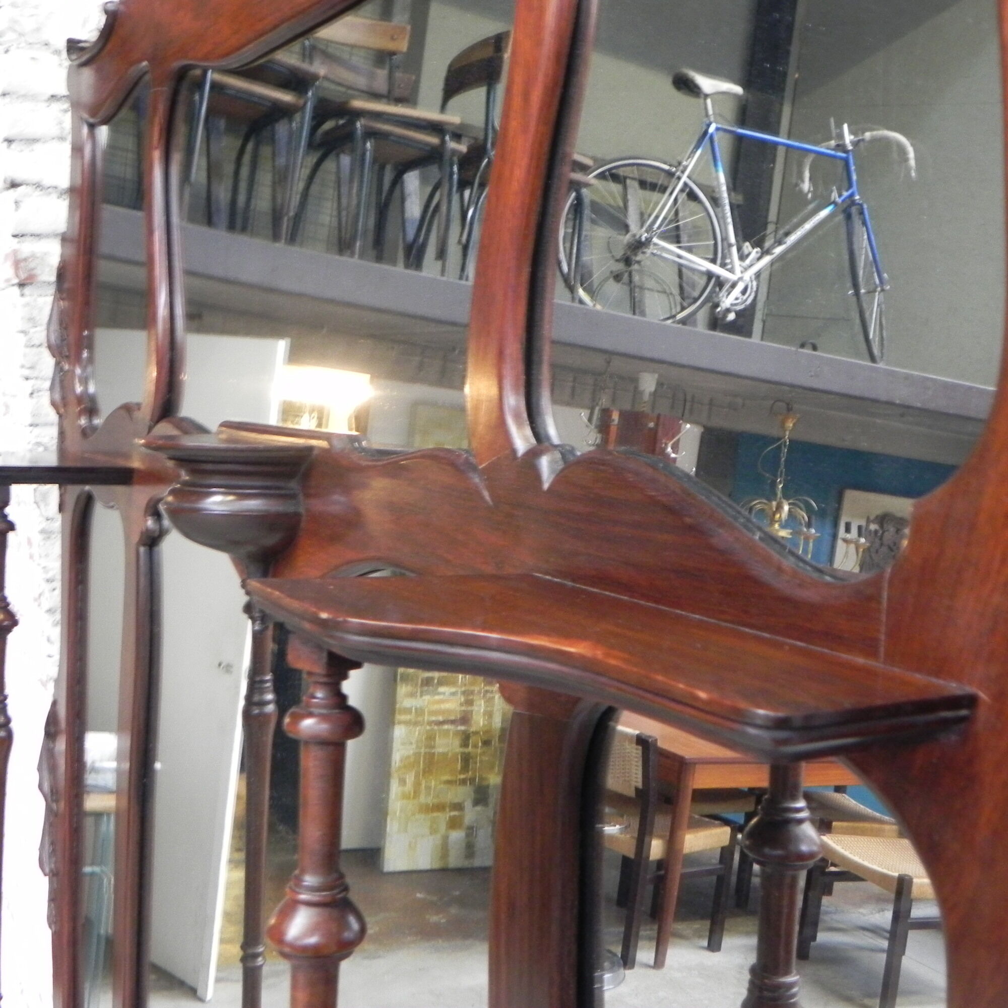 Large mahogany Art Nouveau mirror 178x220cm