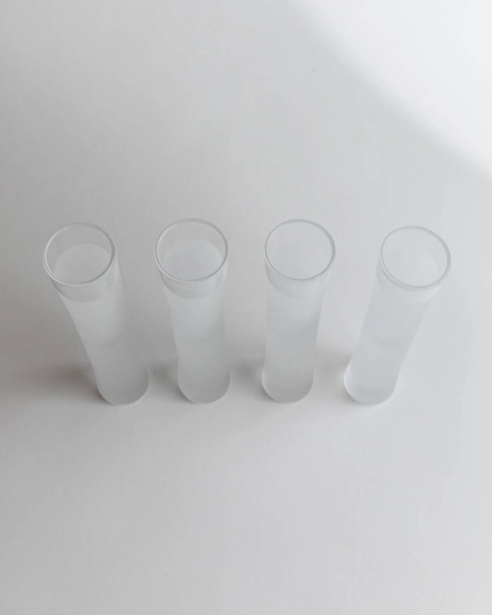 Transparent Murano Glass Liqueur Glasses - Set of 4, Ice-Effect, Heavy Tubular Design, Italy 1980s