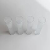 Transparent Murano Glass Liqueur Glasses - Set of 4, Ice-Effect, Heavy Tubular Design, Italy 1980s