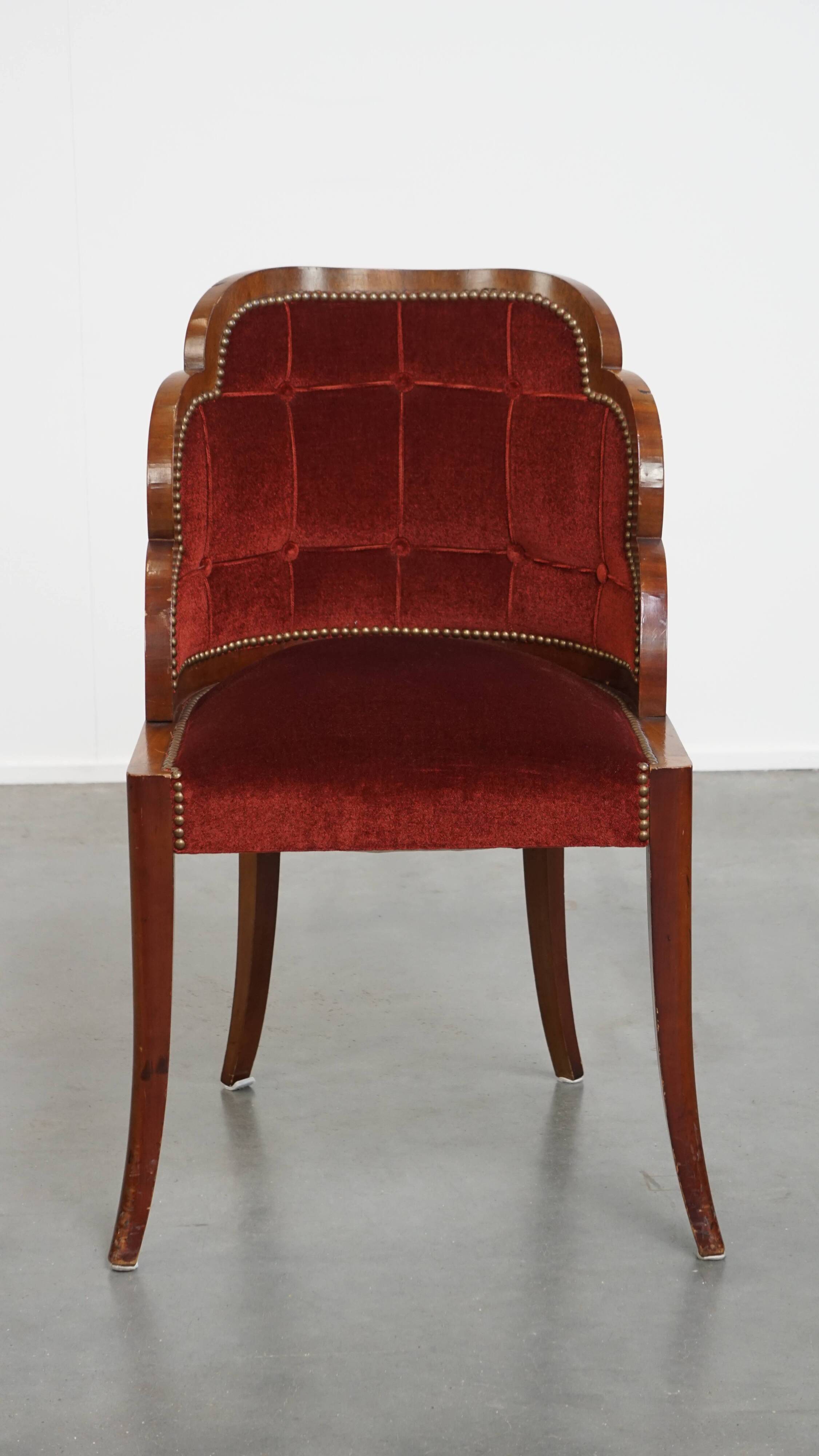 Art Deco “clouds” dining room/side chair with luxurious red upholstery