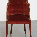 Art Deco “clouds” dining room/side chair with luxurious red upholstery