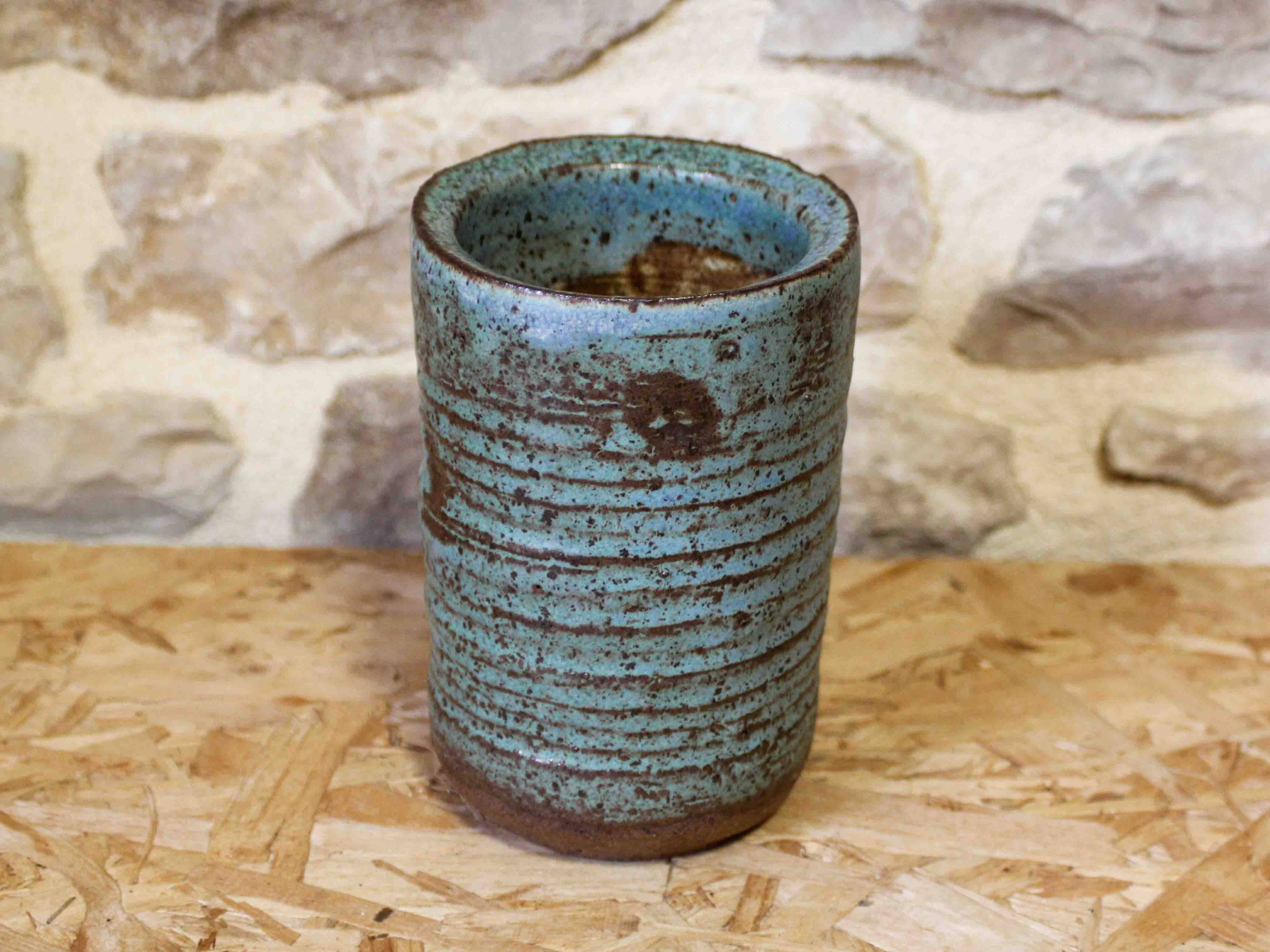 Turned glazed stoneware vase