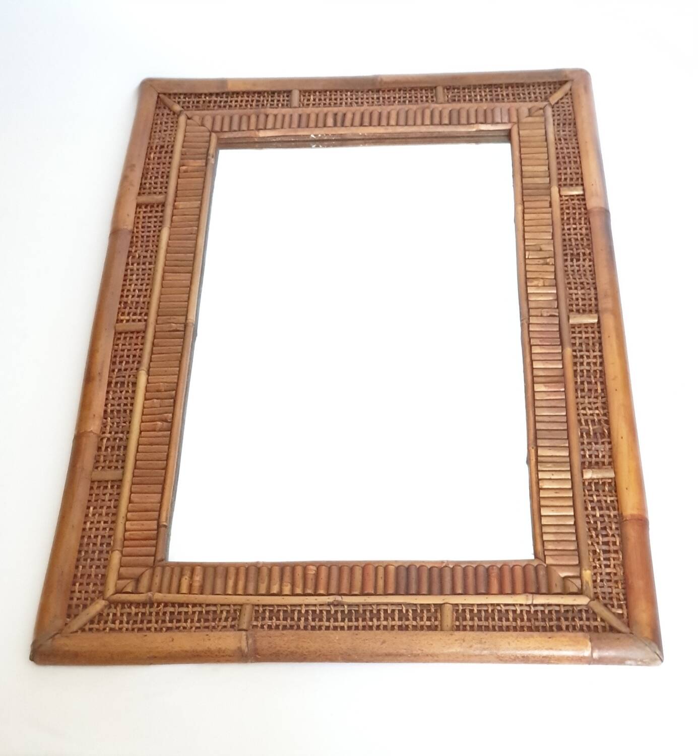 miroir bambou rotin Italie XXe 1940-1950