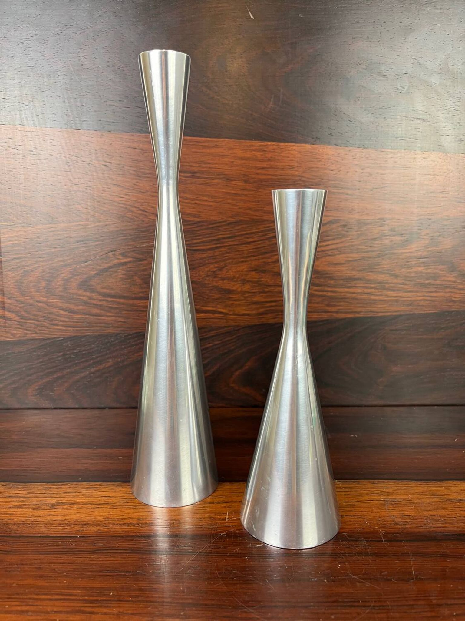 Set of vintage Ikea aluminum diabolo candle holders