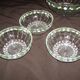 Set of 3 old glass bowls/cups decorated with small white flowers Materne rare