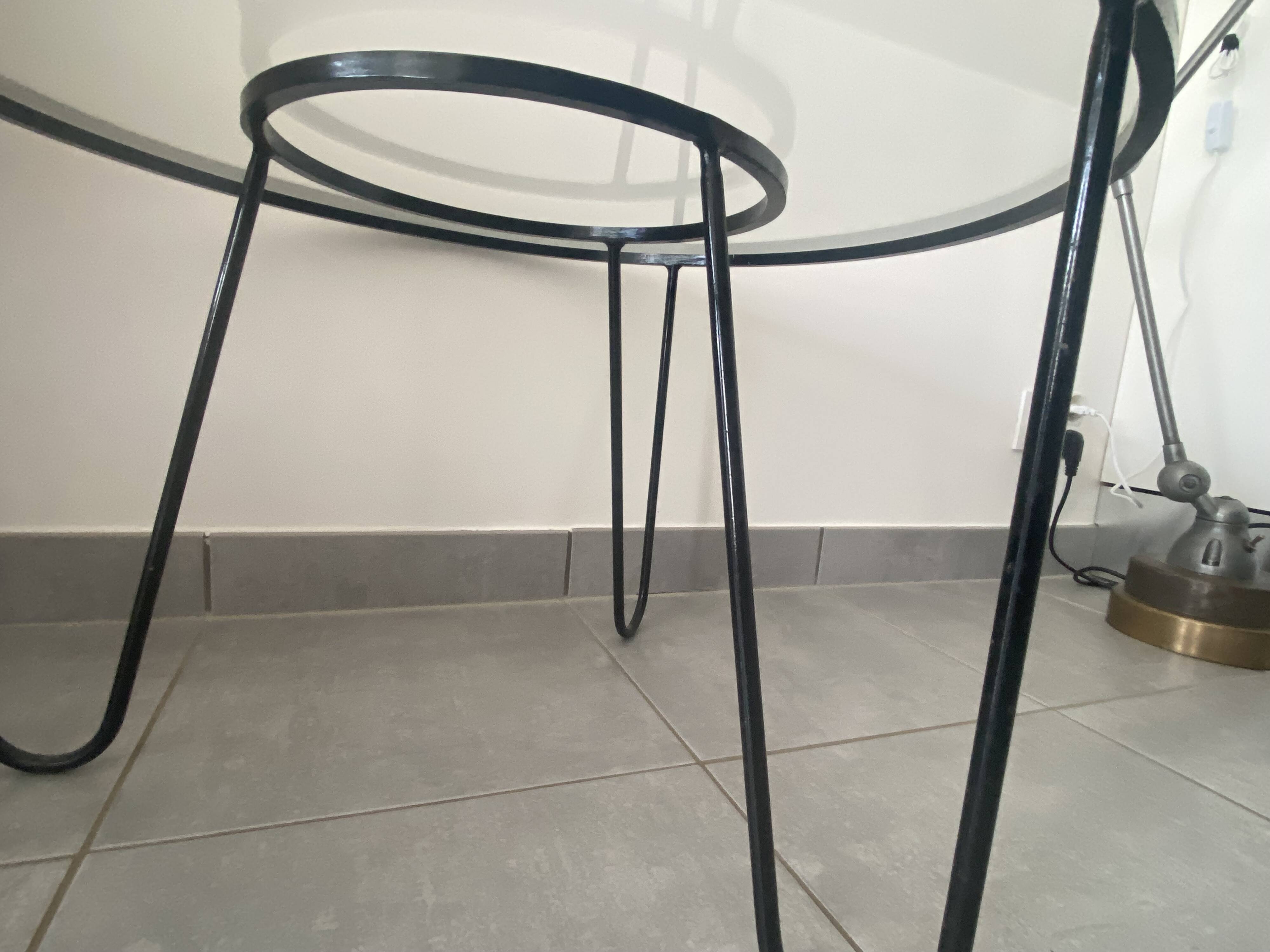 1960s metal and glass coffee table