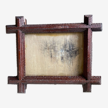 Tramp art frame wood