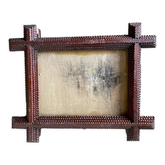 Tramp art frame wood