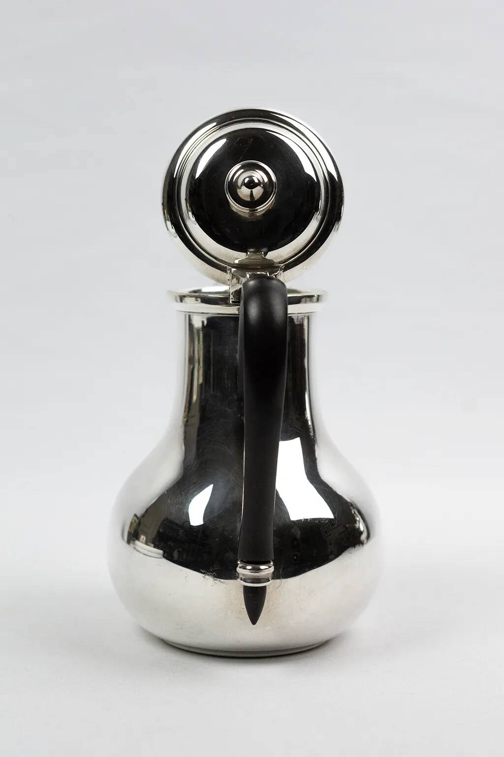 Christofle Gallia selfish coffee pot in silver-plated metal with a wooden handle