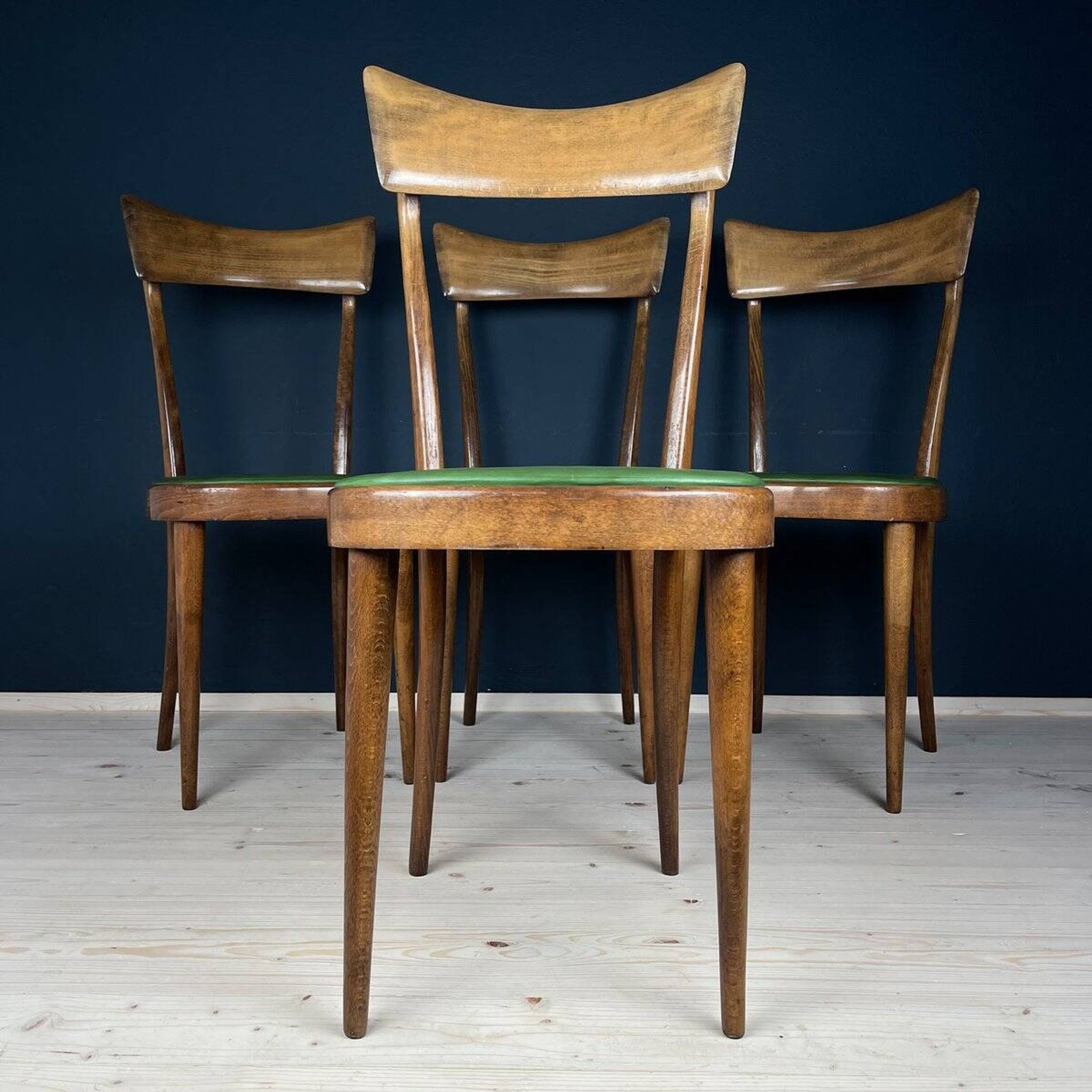 Vintage dining chairs by Pirelli Sapsa, Italy 1950s, set of 4.
