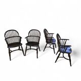 4 x Classic Georgian Bow and Stick Back Windsor Chair / Crinoline stretcher chairs