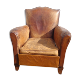 Fauteuil club cuir moustache