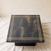 Vintage square black marbled coffee table with gold – central base
