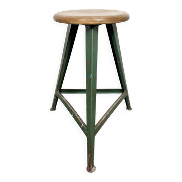 Tabouret d'atelier industriel vert, années 1960