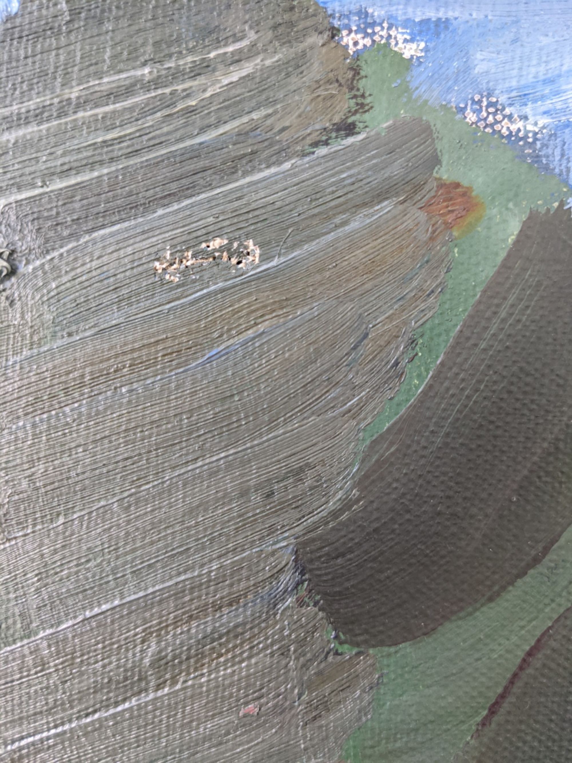 Mid-Century Modern Swedish Oil Painting "Green Park" Vintage Framed Landscape