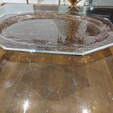 Large smoked lucite tray surrounded by chrome metal, 1970s