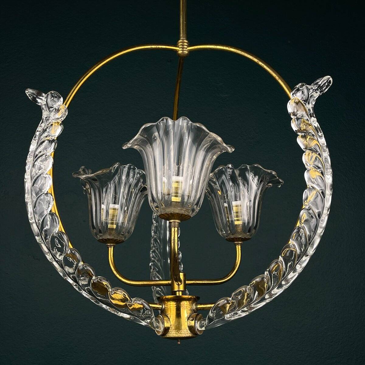 Murano glass chandelier by Ercole Barovier, Barovier & Toso, 1930s.