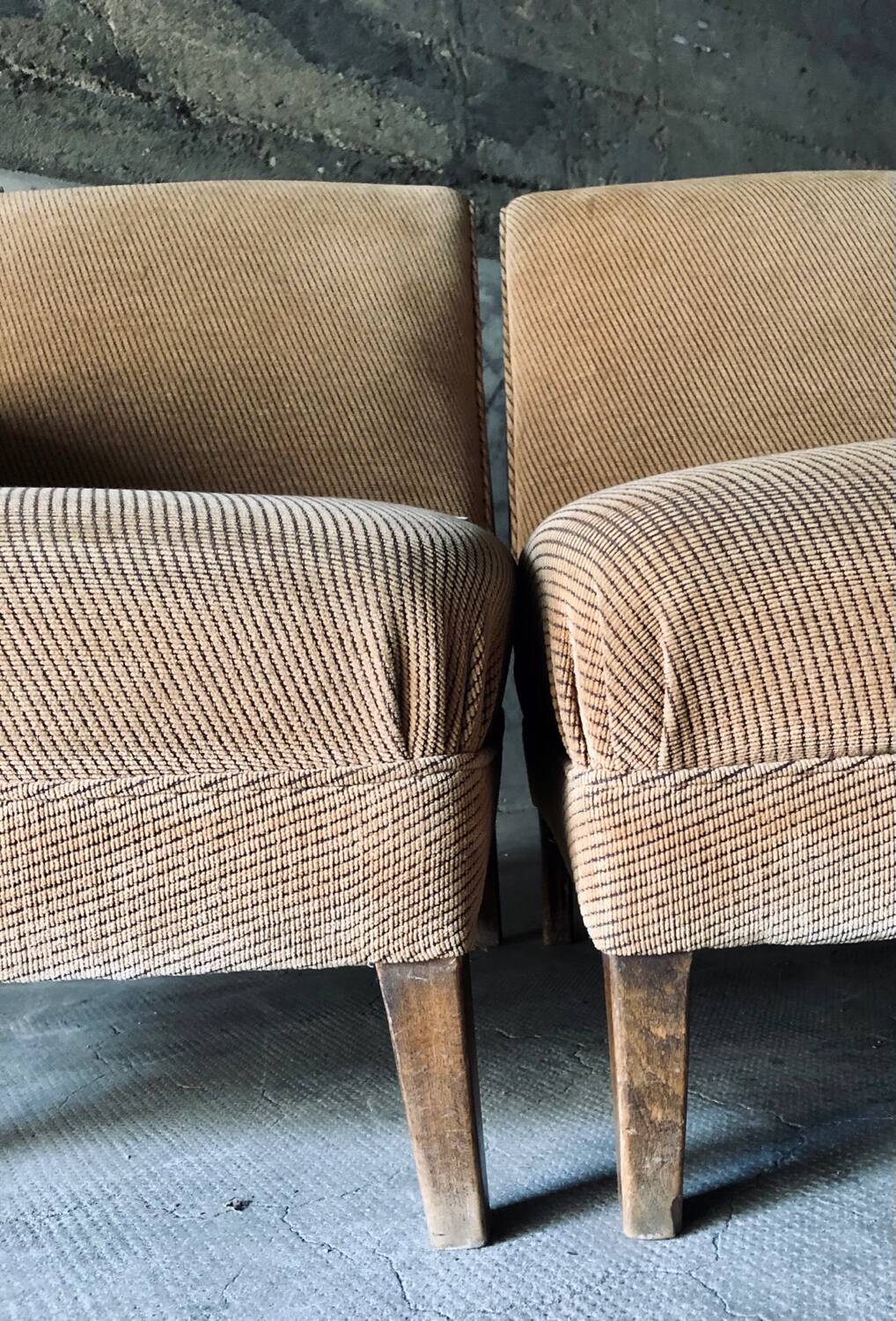 Armchair in wood and beige fabric, France 1940