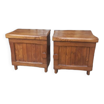 Pair of brutalist bedside tables