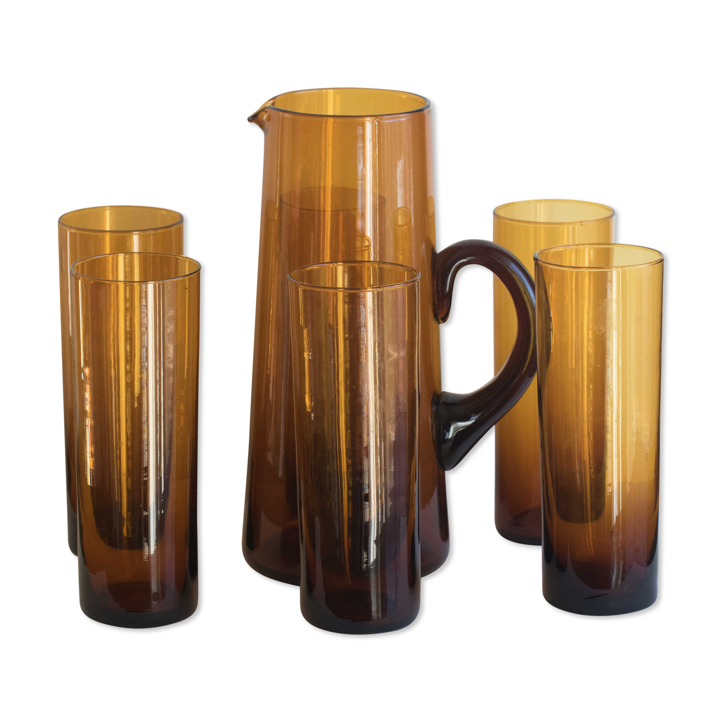 Orangeade in blown yellow glass service