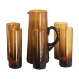 Orangeade in blown yellow glass service