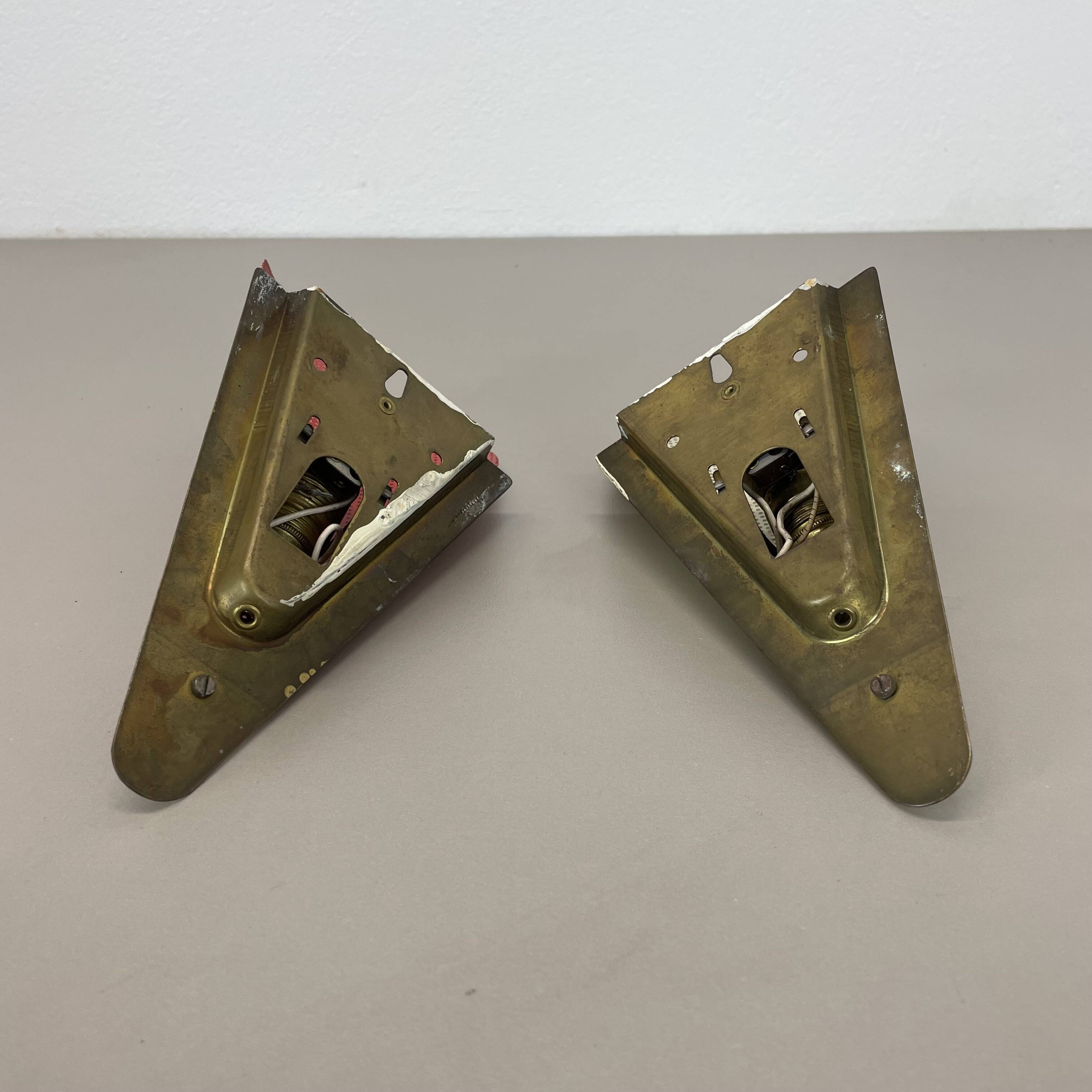 Set of two hole pattern theatre wall light sconces, france, 1950