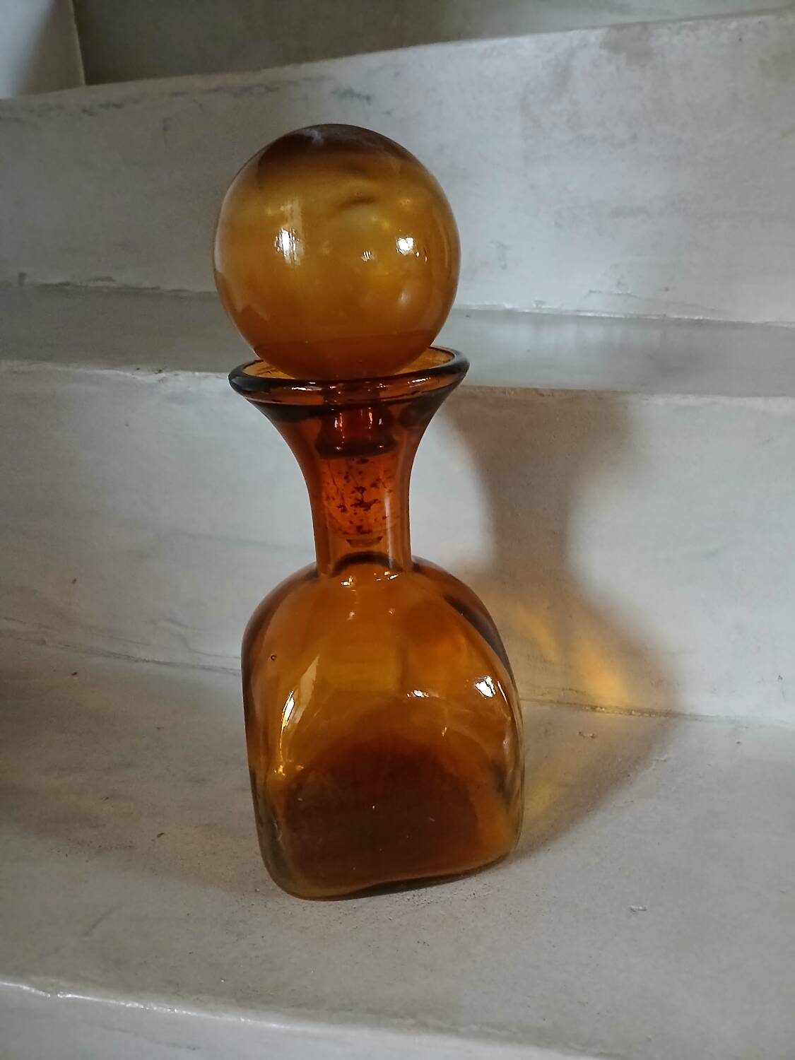 Vintage amber glass carafe