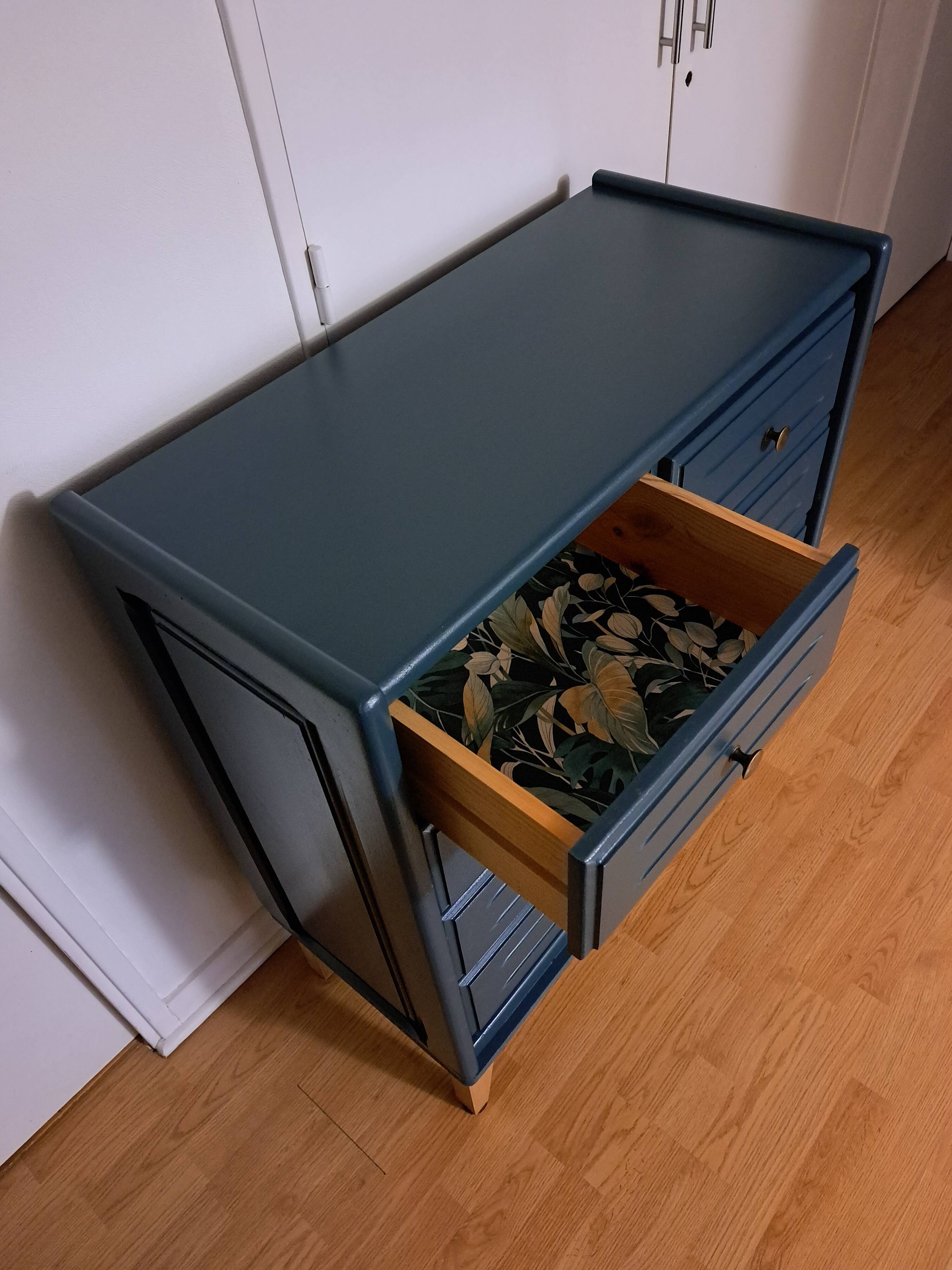 Commode scandinave bleu ganne