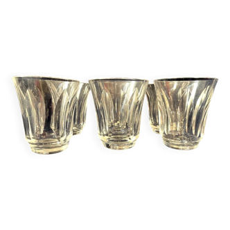 6 glass shot or vodka glasses with leaf decoration