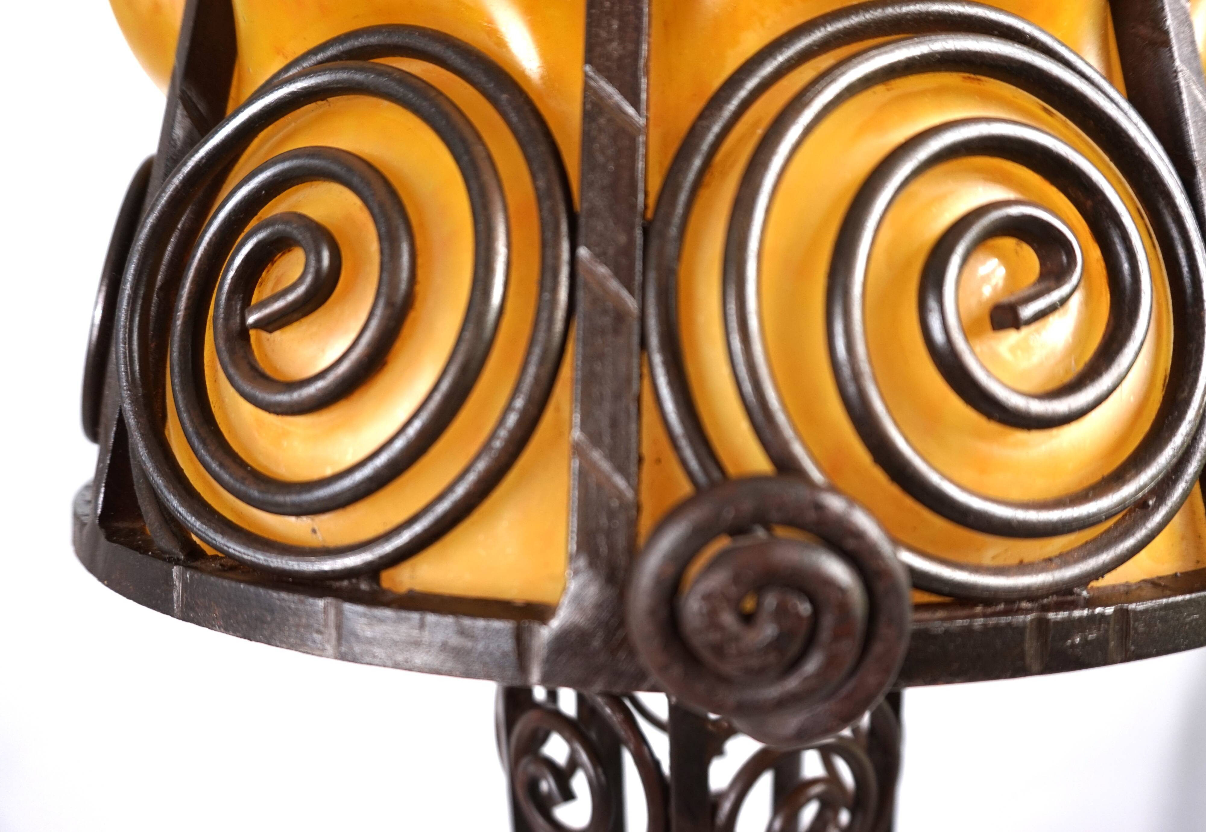 Charles Schneider Art Nouveau wrought iron floor lamp, 1920