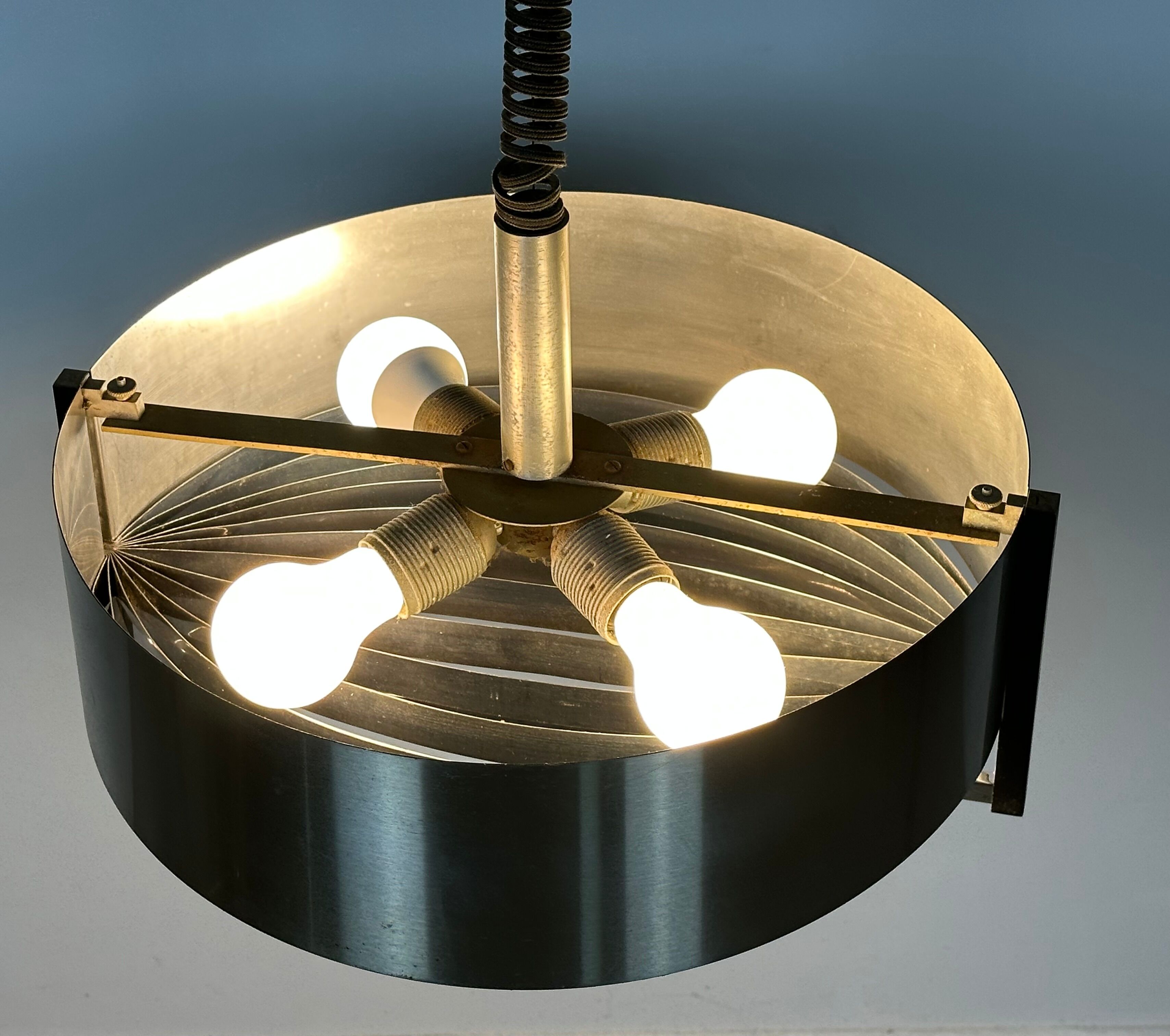 Vintage chandelier 70'S in chrome stainless steel 4 extendable lights