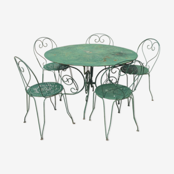 Table et chaises de jardin en fer