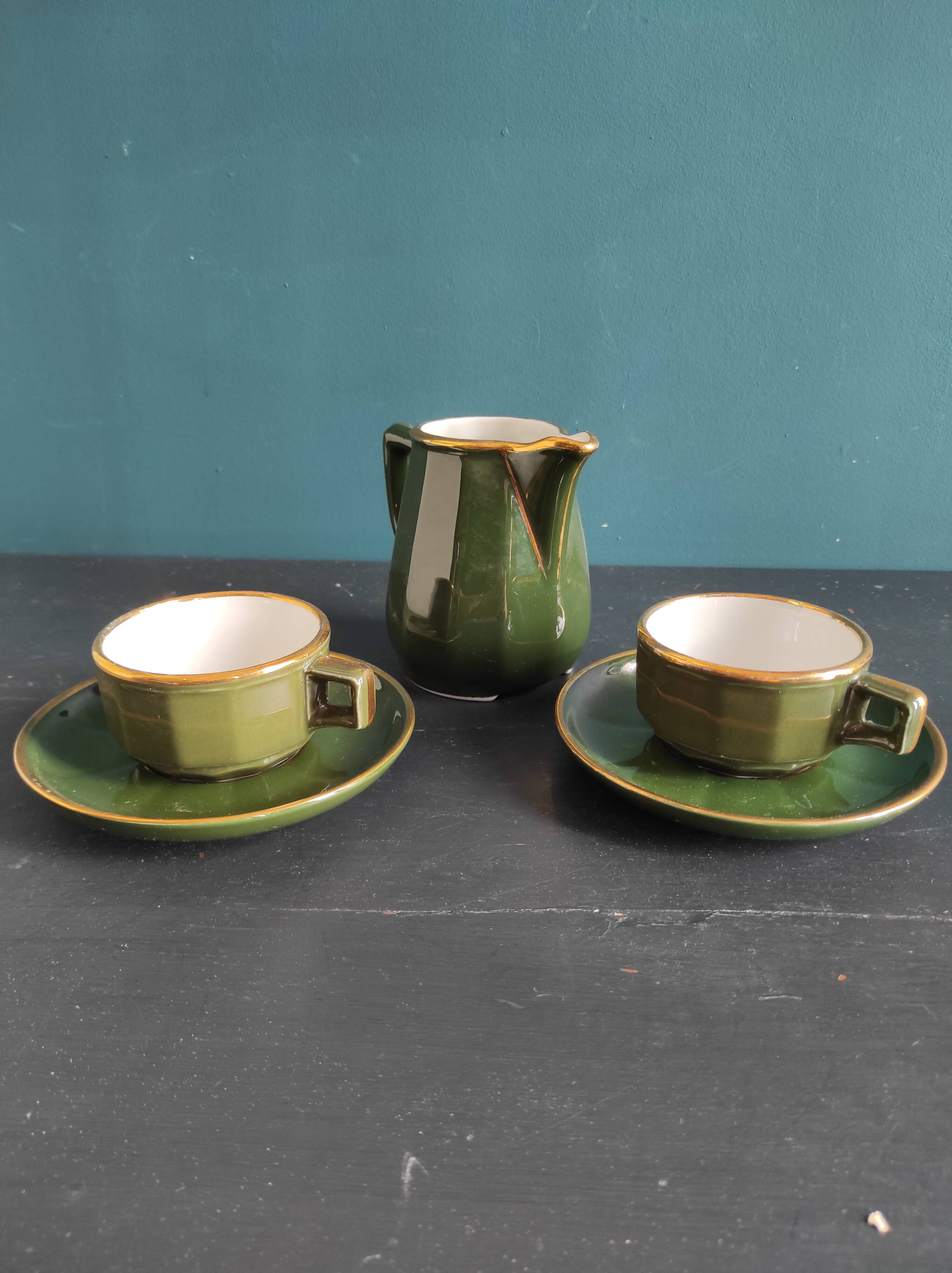 Service à café vert vintage français, de Apilco
