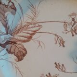 Old round earthenware dish from kg luneville with brown floral decoration