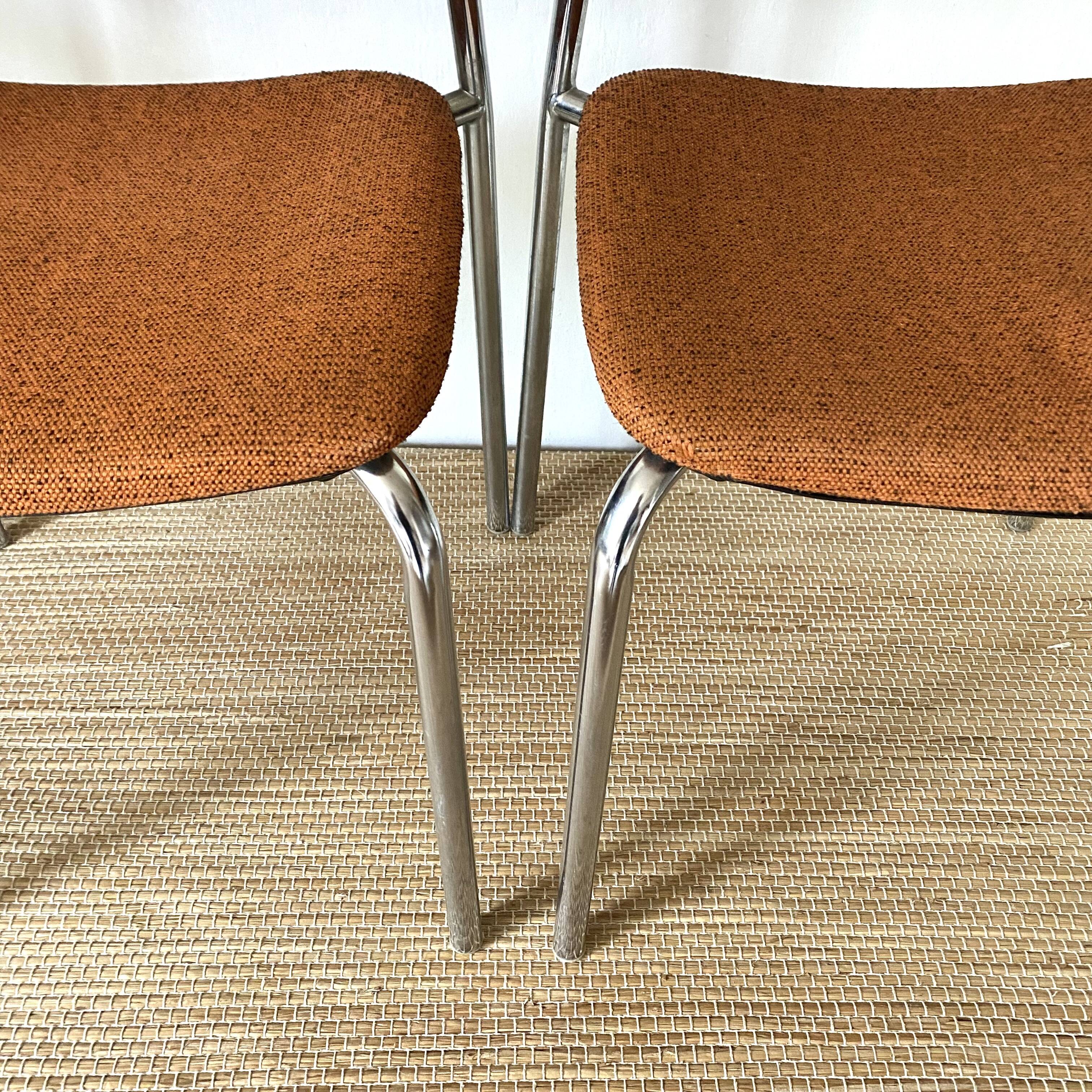 Pair of vintage Eurosit chairs, chrome and tweed, 1970s