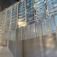 Opalino striped “listelli” murano glass rectangular chandelier