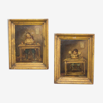 Set of 2 antique portraits