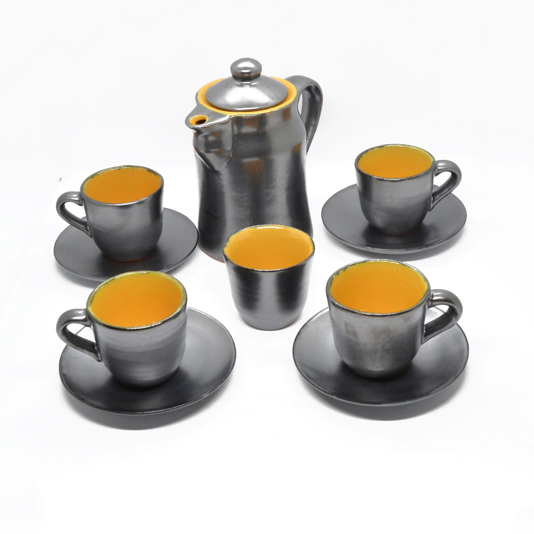 1960s modern ceramic coffee service Gramann (Topferei Römhild), Germany