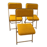 3 vintage mustard Lafuma folding chairs