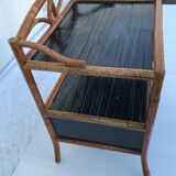Table de chevet en rotin années 60