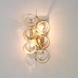 Golden brass and crystal wall light by Palwa, Germany, 1960s