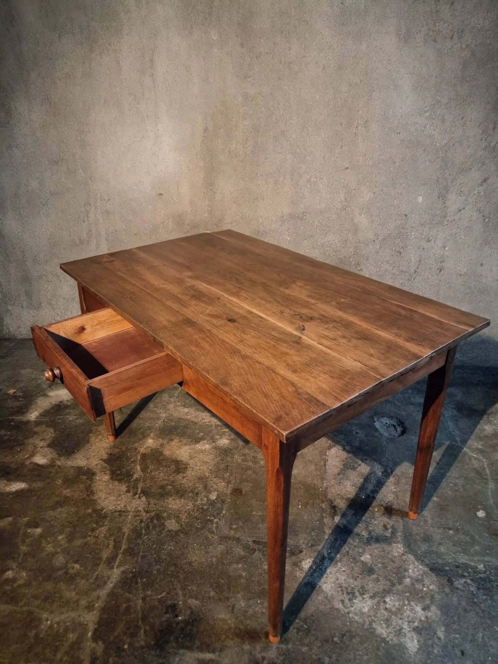 Antique French oak table, 19th century.
