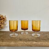 6 vintage LUMINARC amber glasses
