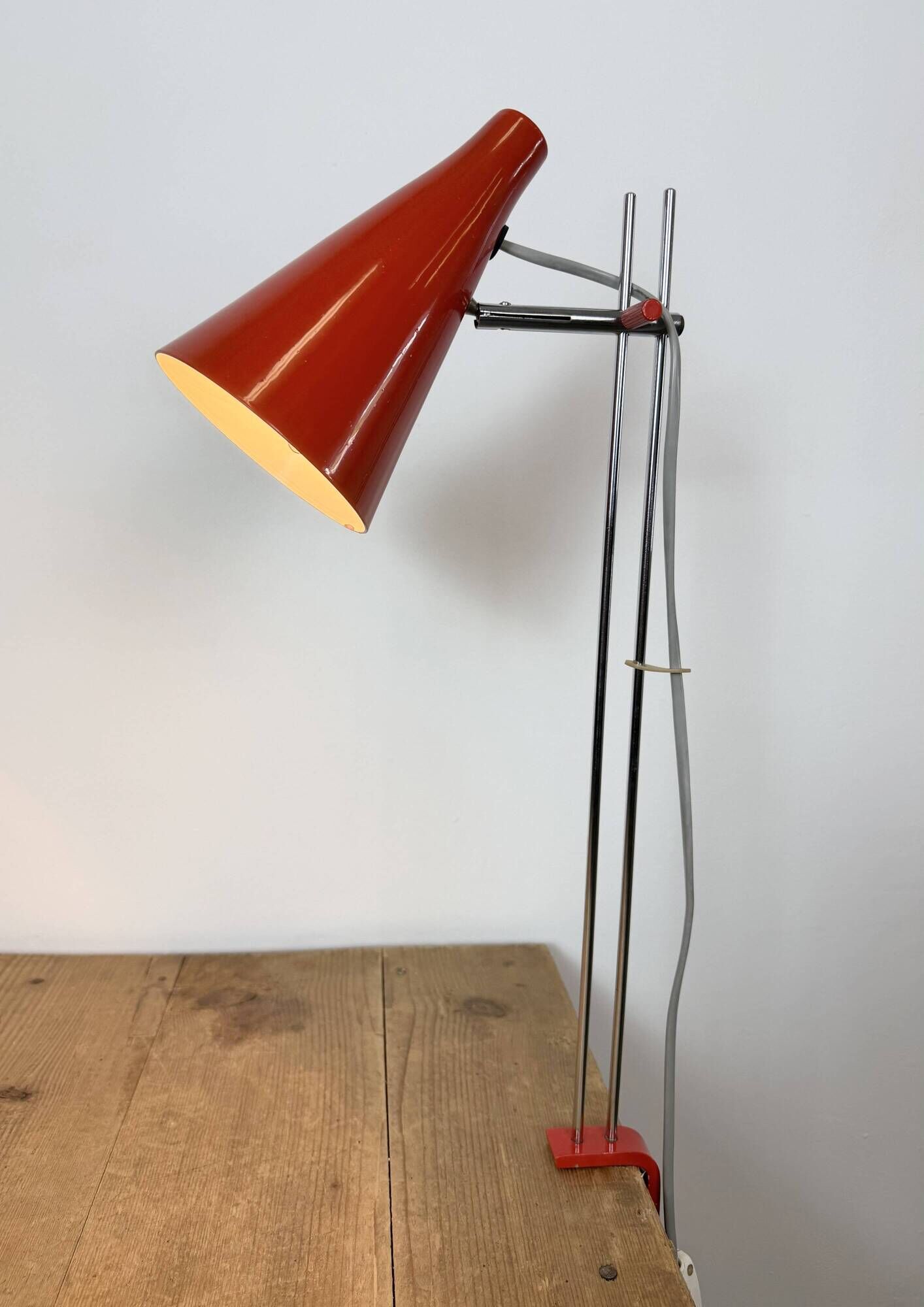 Vintage Red Table Lamp by Josef Hůrka for Lidokov, 1960s